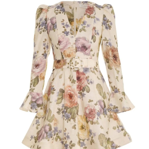 Zimmermann Luminosity Mini Dress in Multi Floral Cream - Picture 2 of 5